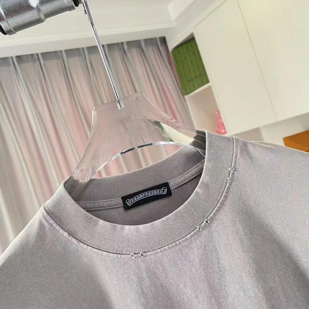 🅿️190 ch Crow* 2025 summer new style, washed, distressed, spray-painted, Sanskrit cross print, short-sleeved T-shirt, customized fabric 320g, same style for men and women, size: S M L XL XXL five sizes, color: black, gray, gradient black, gradient red